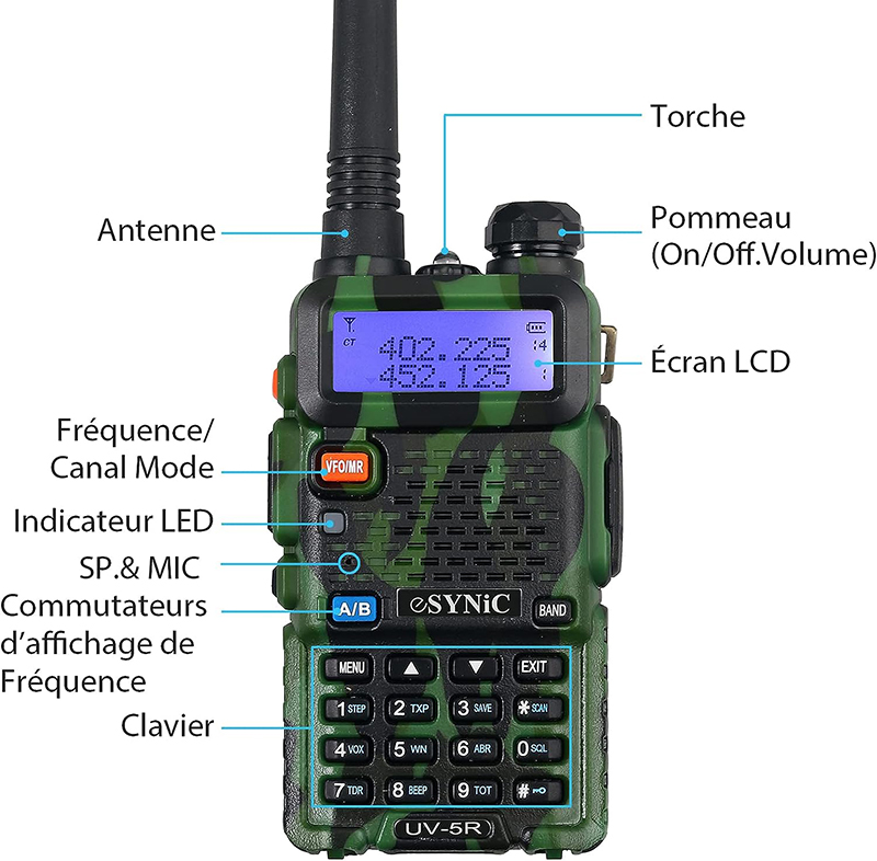 avis eSynic Talkie-Walkie Professionnel UV-5R Bi-Bande VHF