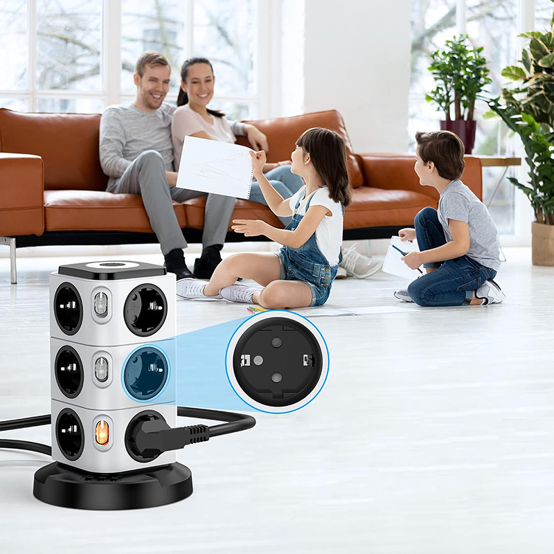 Details Review - Tour Multiprise Electrique Acodot Test Complet 12 Prises + 3 USB avec Veilleuse