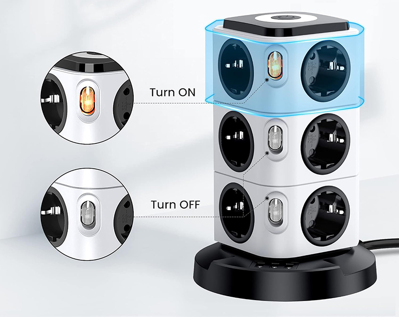 Details Review Tour Multiprise Electrique Acodot Test Complet 12 Prises + 3 USB avec Veilleuse